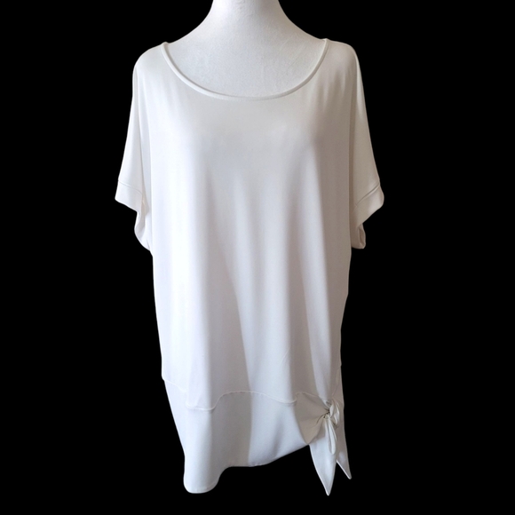 Calvin Klein Side-Tie White Tunic Top, XL, Pre-owned - Picture 1 of 11